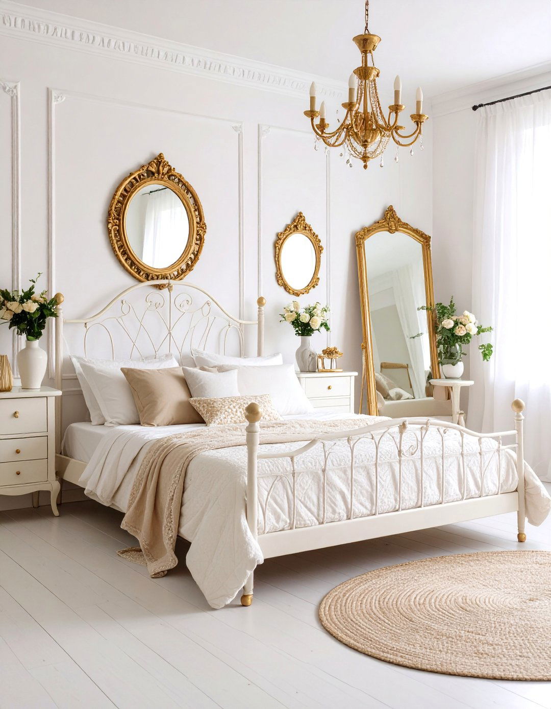 Vintage White and Gold Bedroom - 25 White and Gold Bedroom Ideas