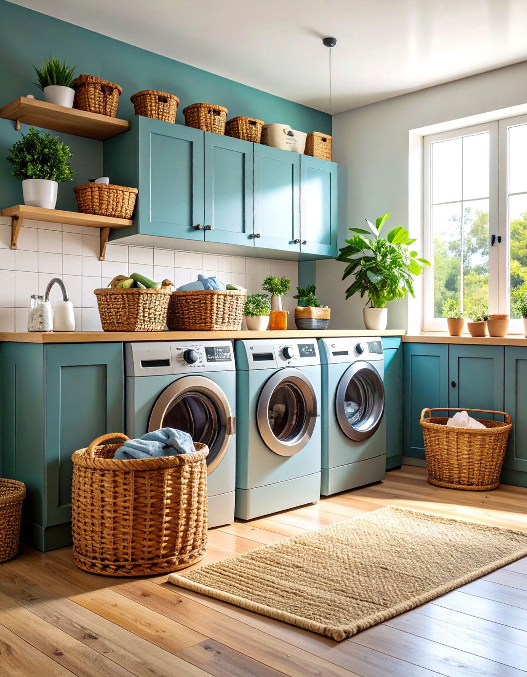 Vintage Wicker Basket Storage Laundry Room - 25 Rustic Laundry Room Ideas
