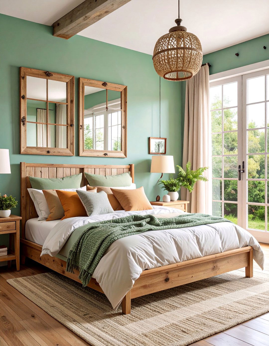 Vintage Window Frame Wall Installation - 25 No Headboard Ideas
