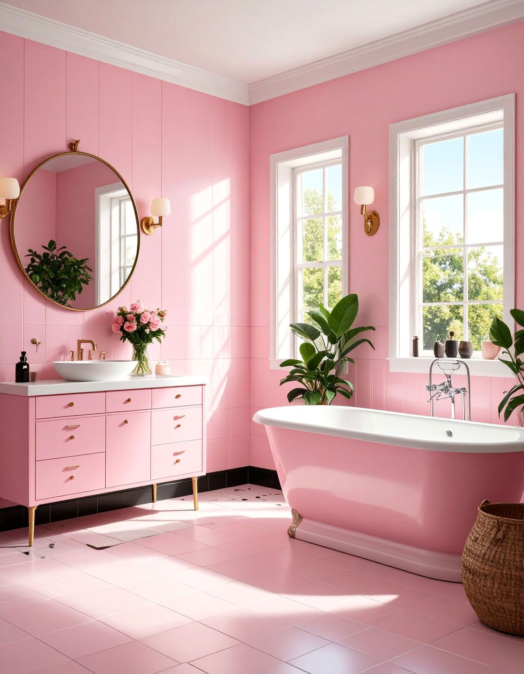 Vintage s Pink Ceramic Tile Bathroom - 25 Pink Tile Bathroom Ideas