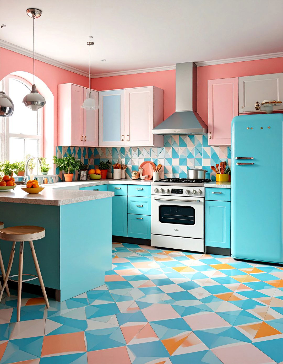 Vinyl Flooring Retro Pattern Kitchen - 25 Retro Kitchen Ideas