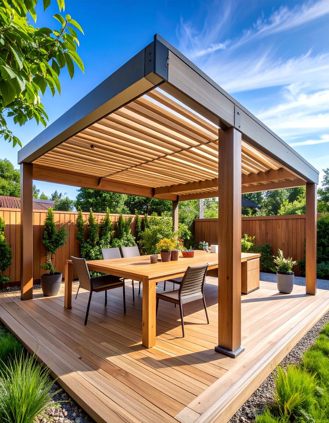Vinyl Panel Low Maintenance Pergola Cover - 25 Pergola Cover Ideas
