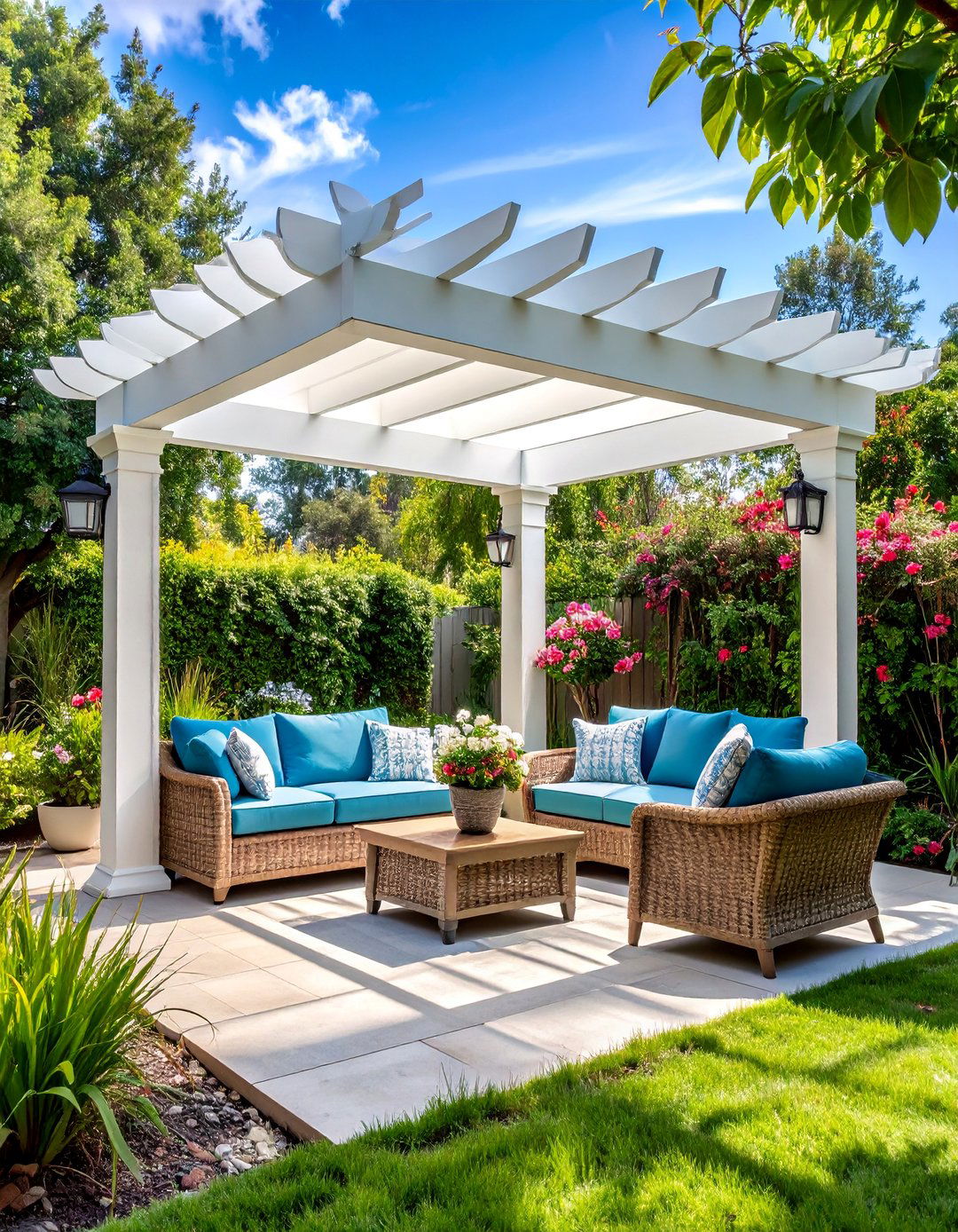 Vinyl Pergola with Maintenance Free Elegance - 25 Small Patio Pergola Ideas
