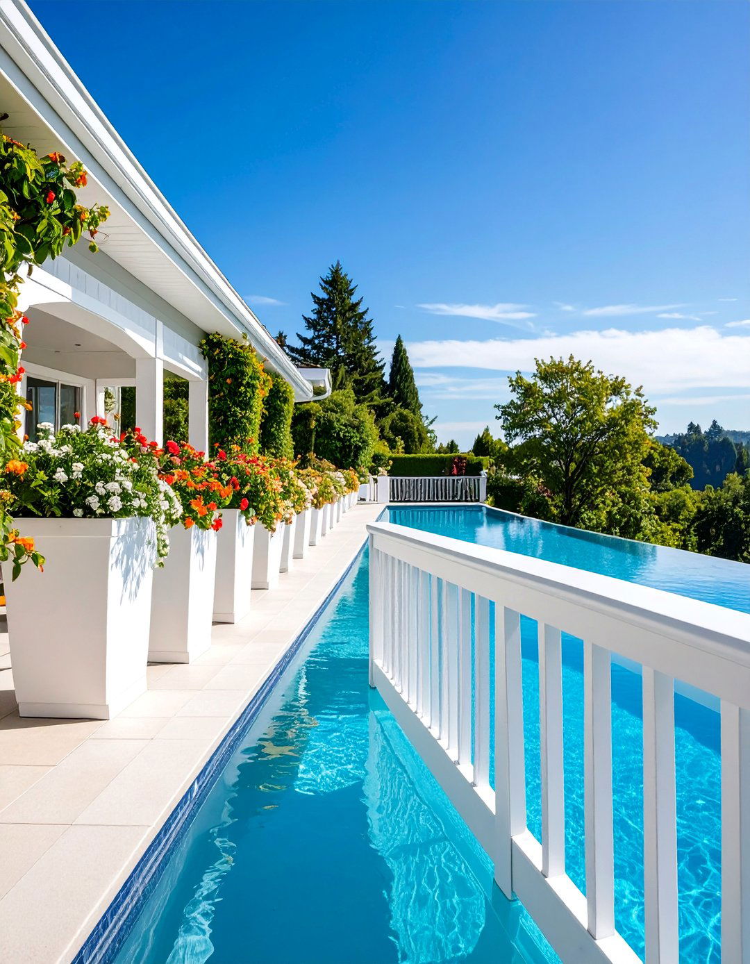 Vinyl Pool Deck Railing with Built in Planters - 25 Pool Deck Railing Ideas