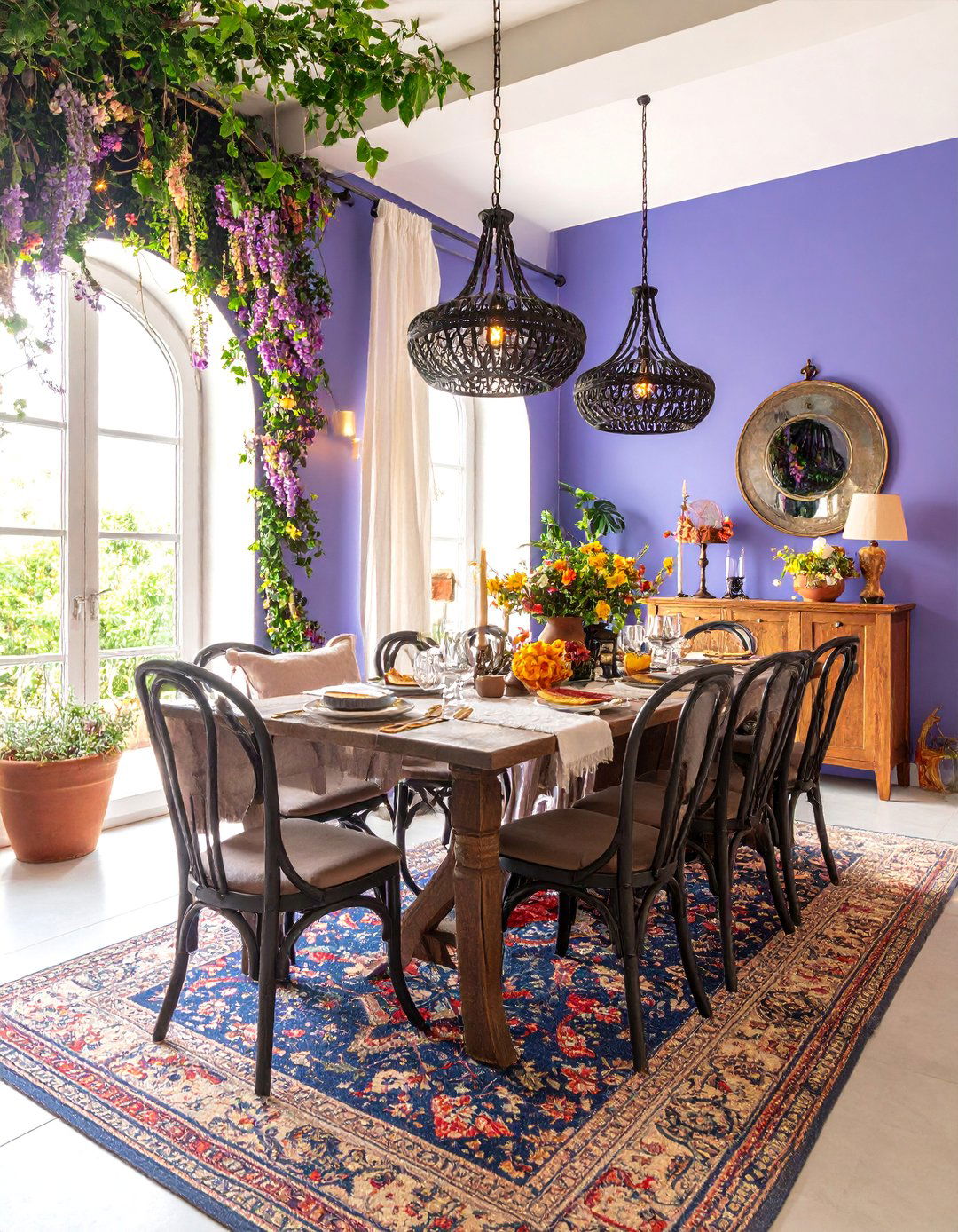 Violet Mediterranean Warmth - 25 Purple Dining Room Ideas