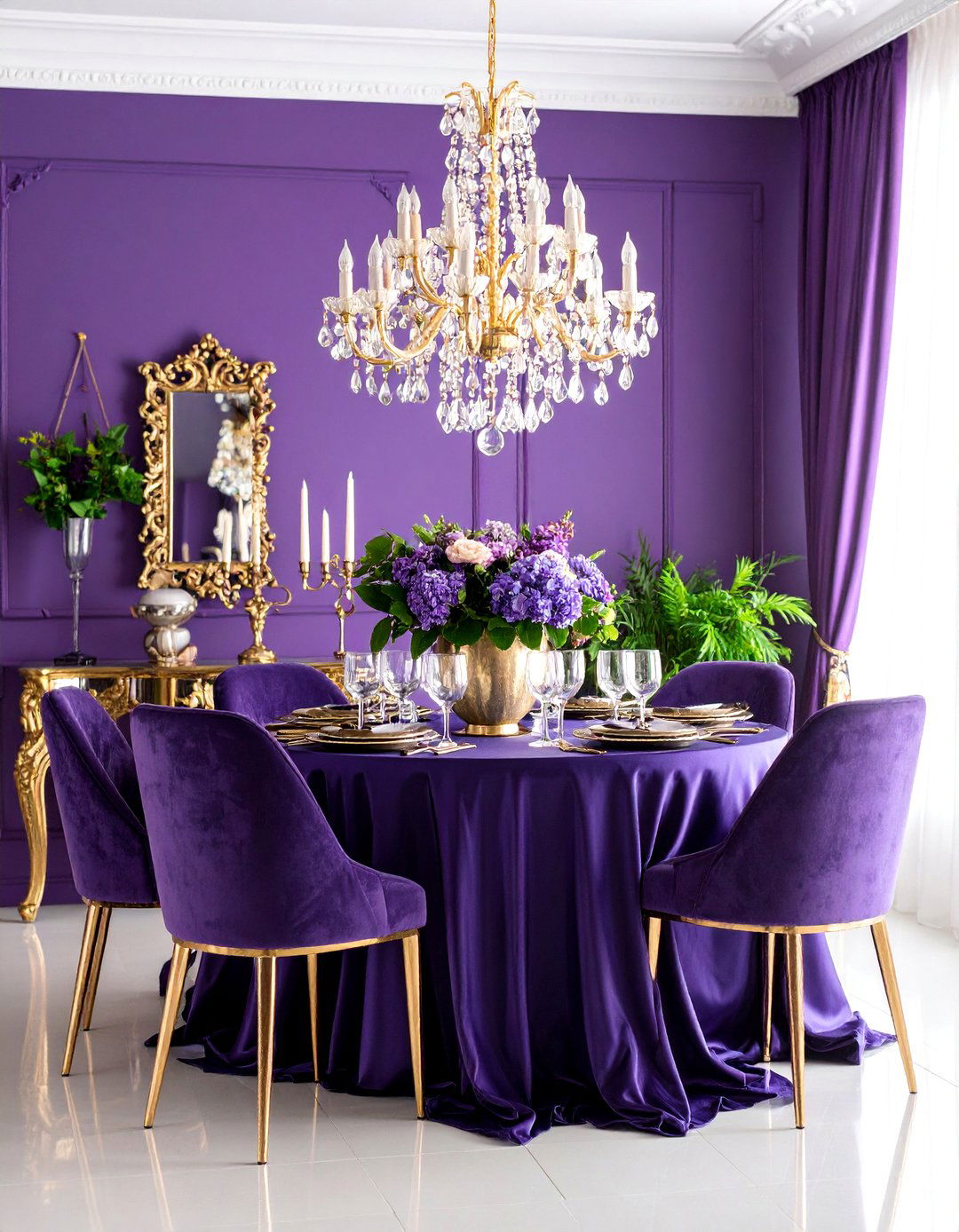 Violet Modern Glam Sophistication - 25 Purple Dining Room Ideas