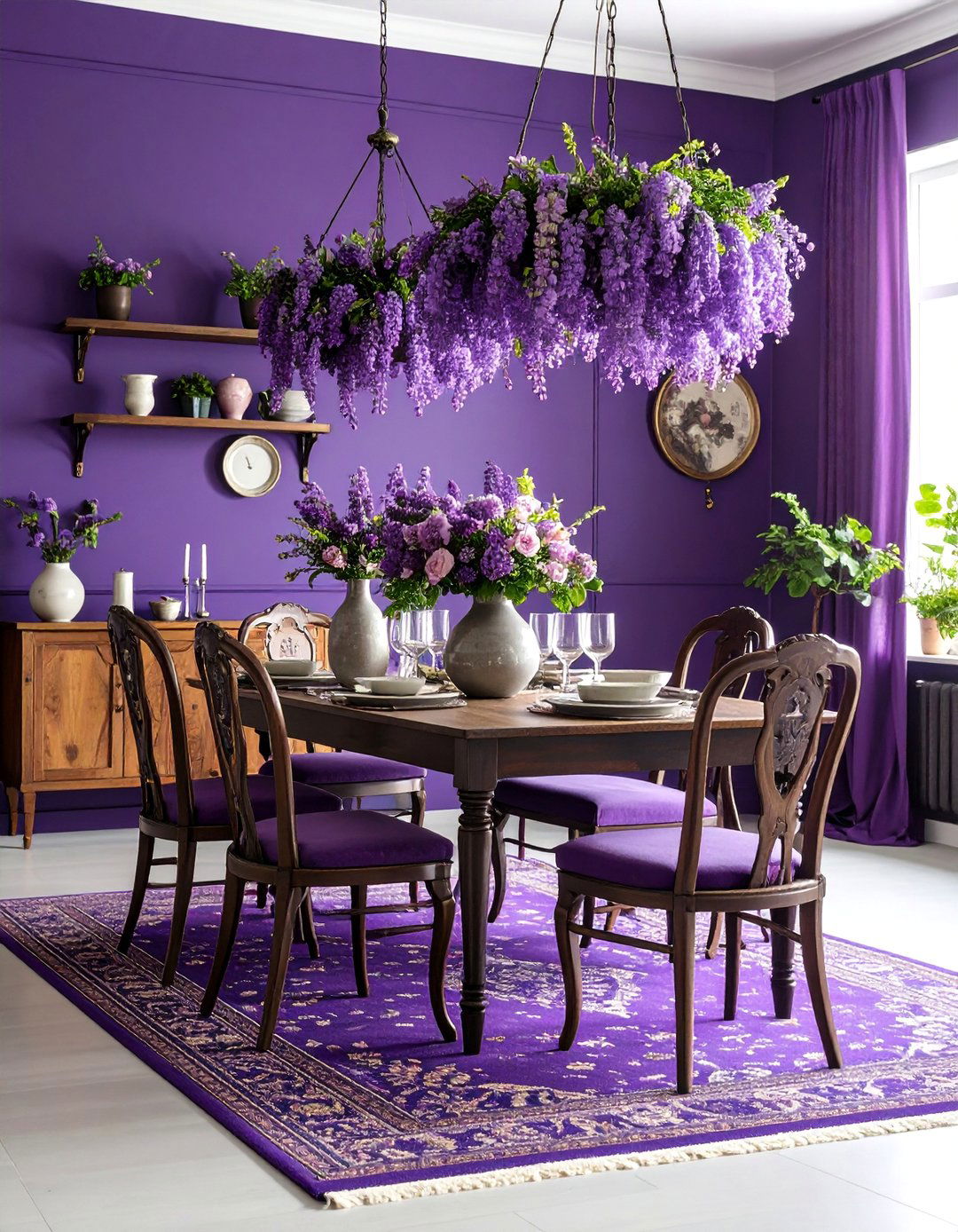 Violet Vintage Eclectic Mix - 25 Purple Dining Room Ideas