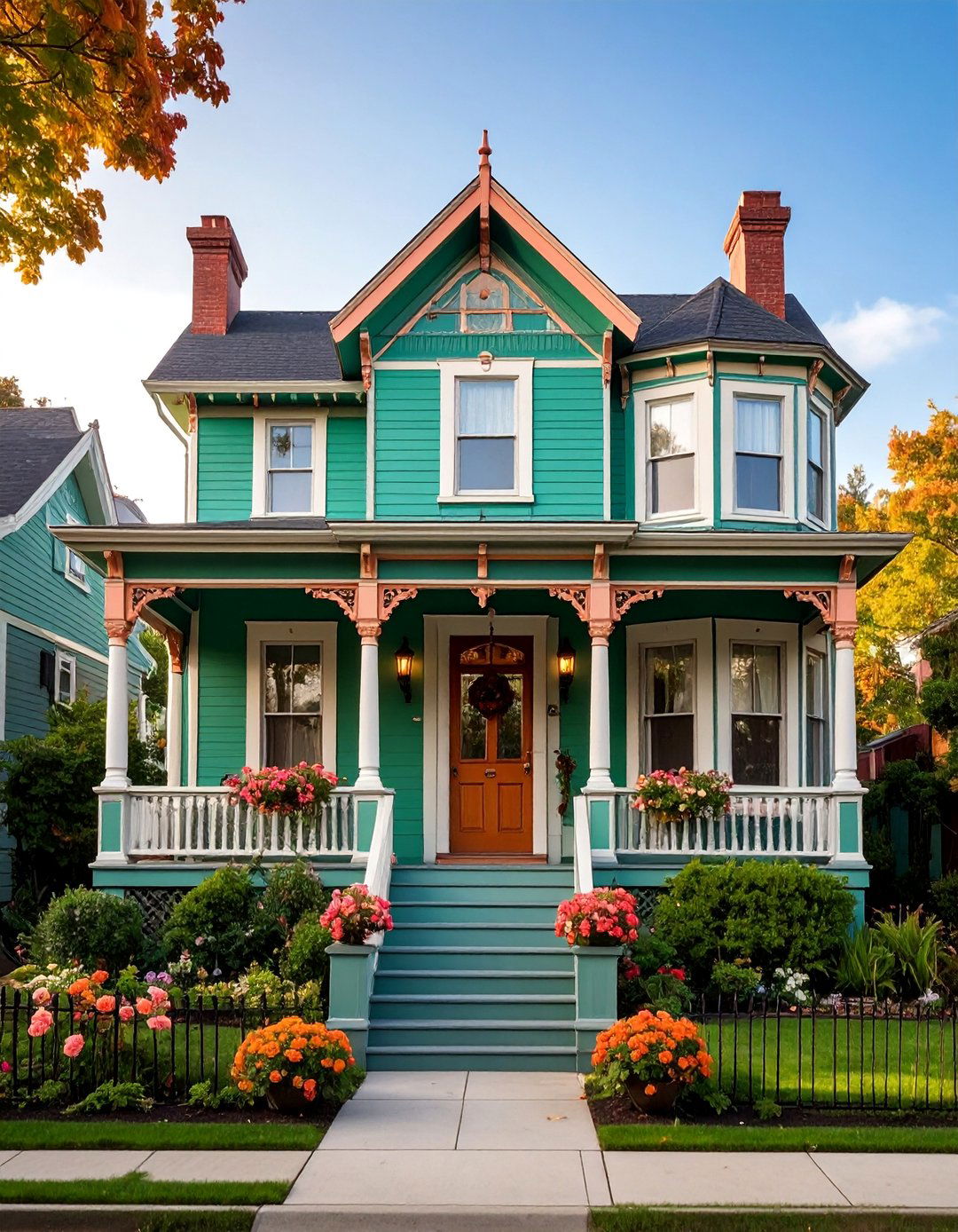 Viridian Green Victorian Artist with Copper Accents - 25 Green Victorian House Colors