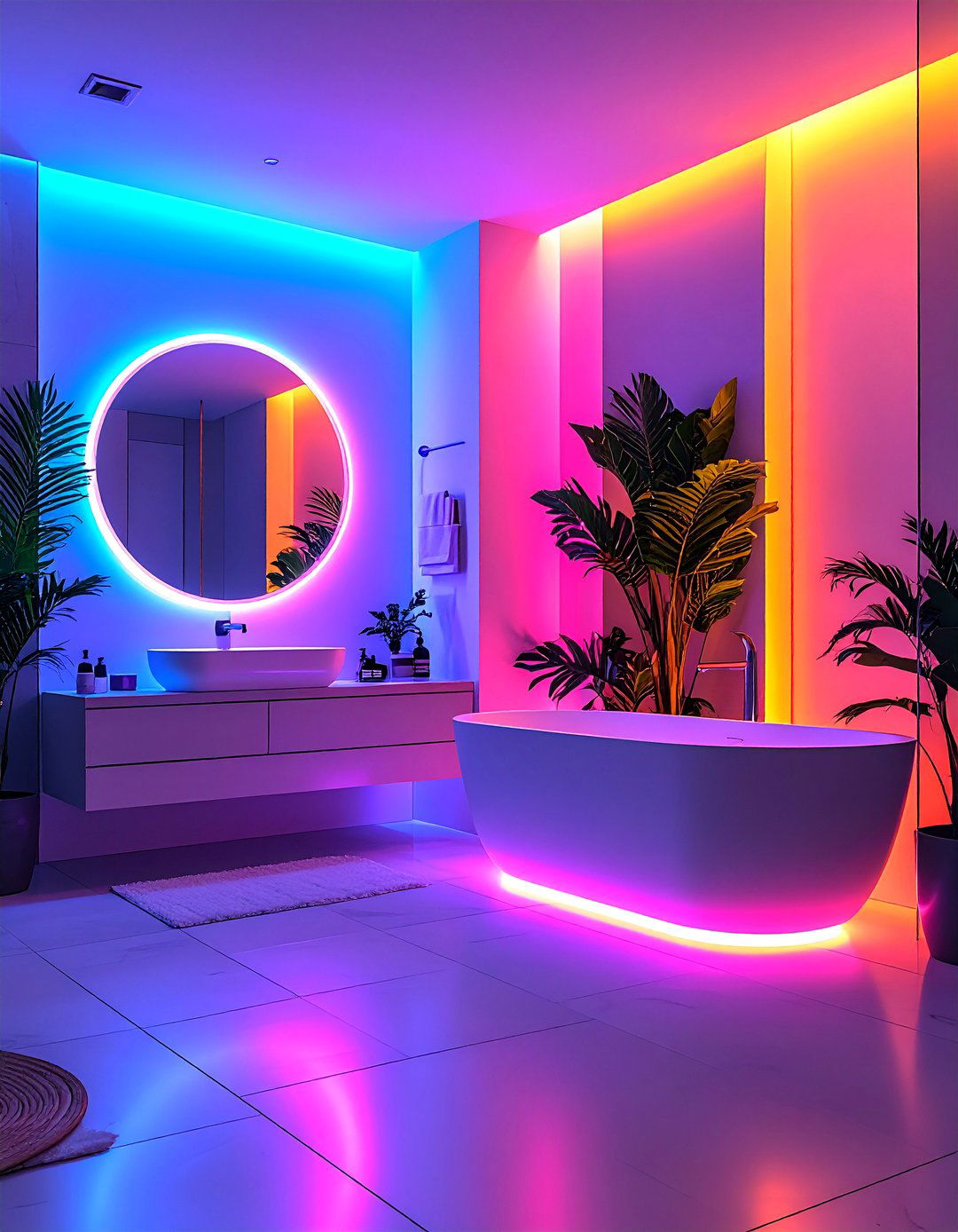 Voice Controlled Lighting Bathroom with Mood Settings - 25 Handicap Bathroom Ideas
