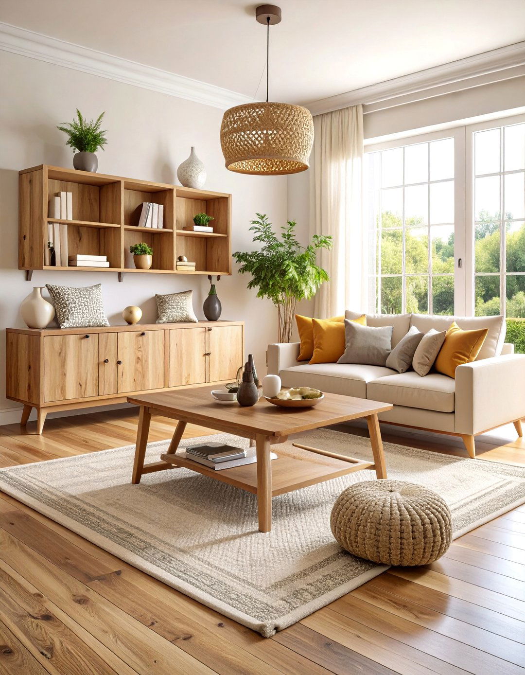 Wabi Sabi Living Room with Weathered Wood Furniture - 25 Wabi Sabi Interior Design Ideas