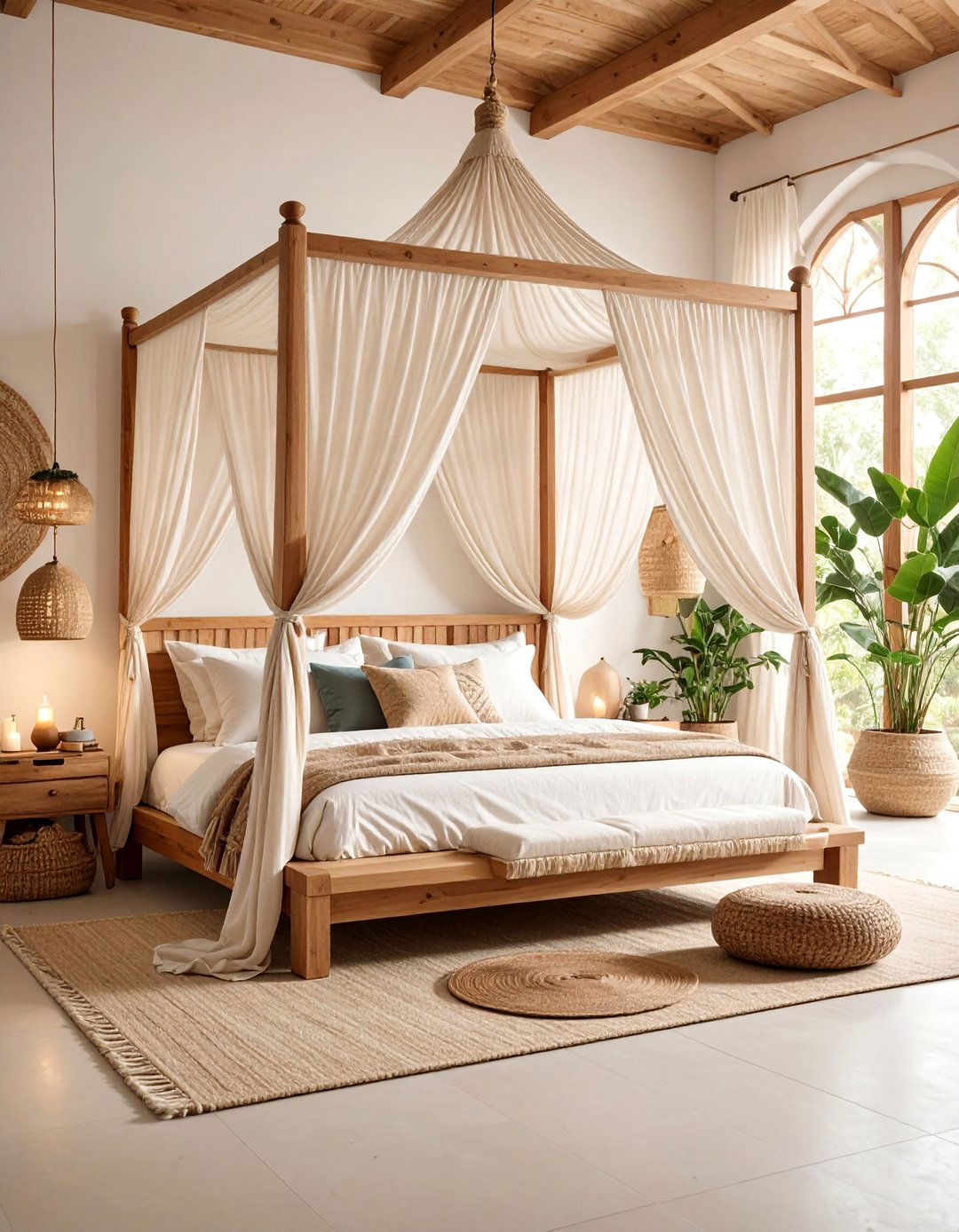 Wabi Sabi Master Suite with Linen Canopy Design - 25 Wabi Sabi Interior Design Ideas