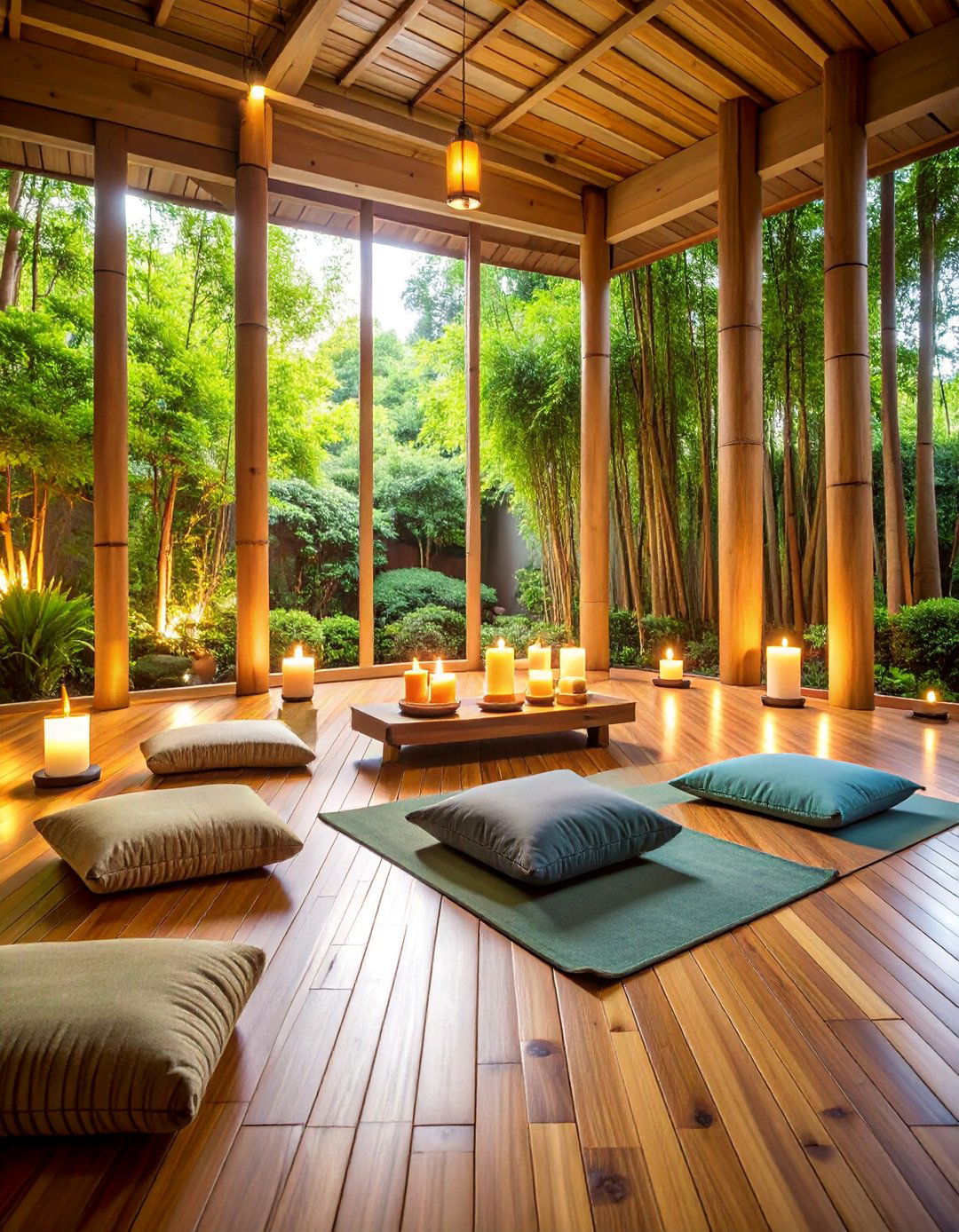 Wabi Sabi Meditation Corner with Floor Cushions and Bamboo - 25 Wabi Sabi Interior Design Ideas