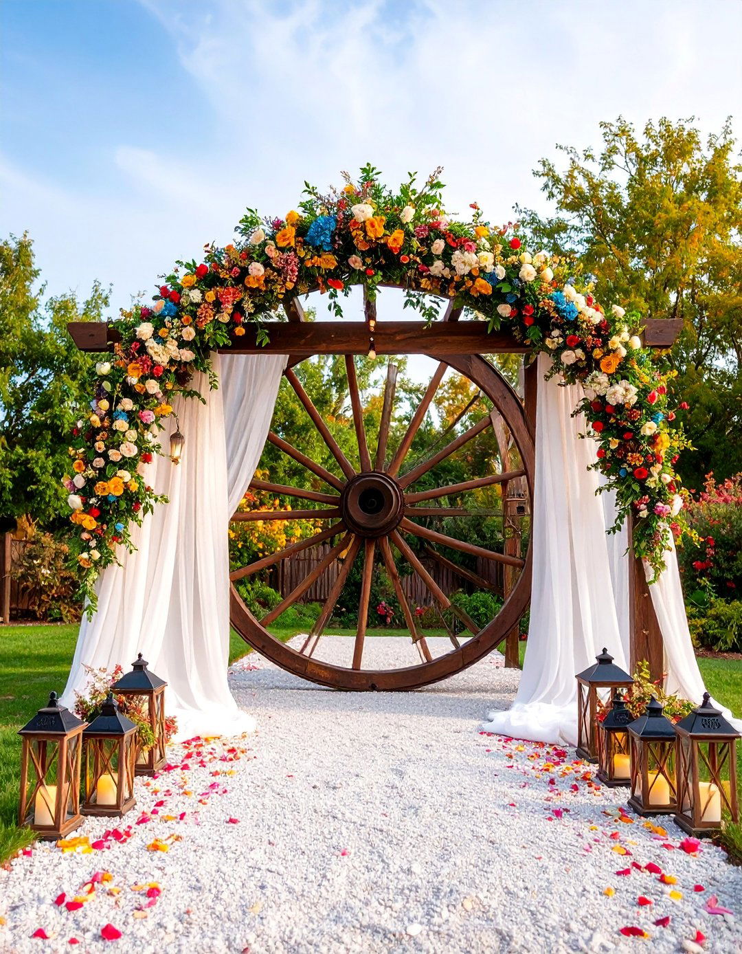 Wagon Wheel Gateway Wedding Entrance - 25 Western Wedding Ideas