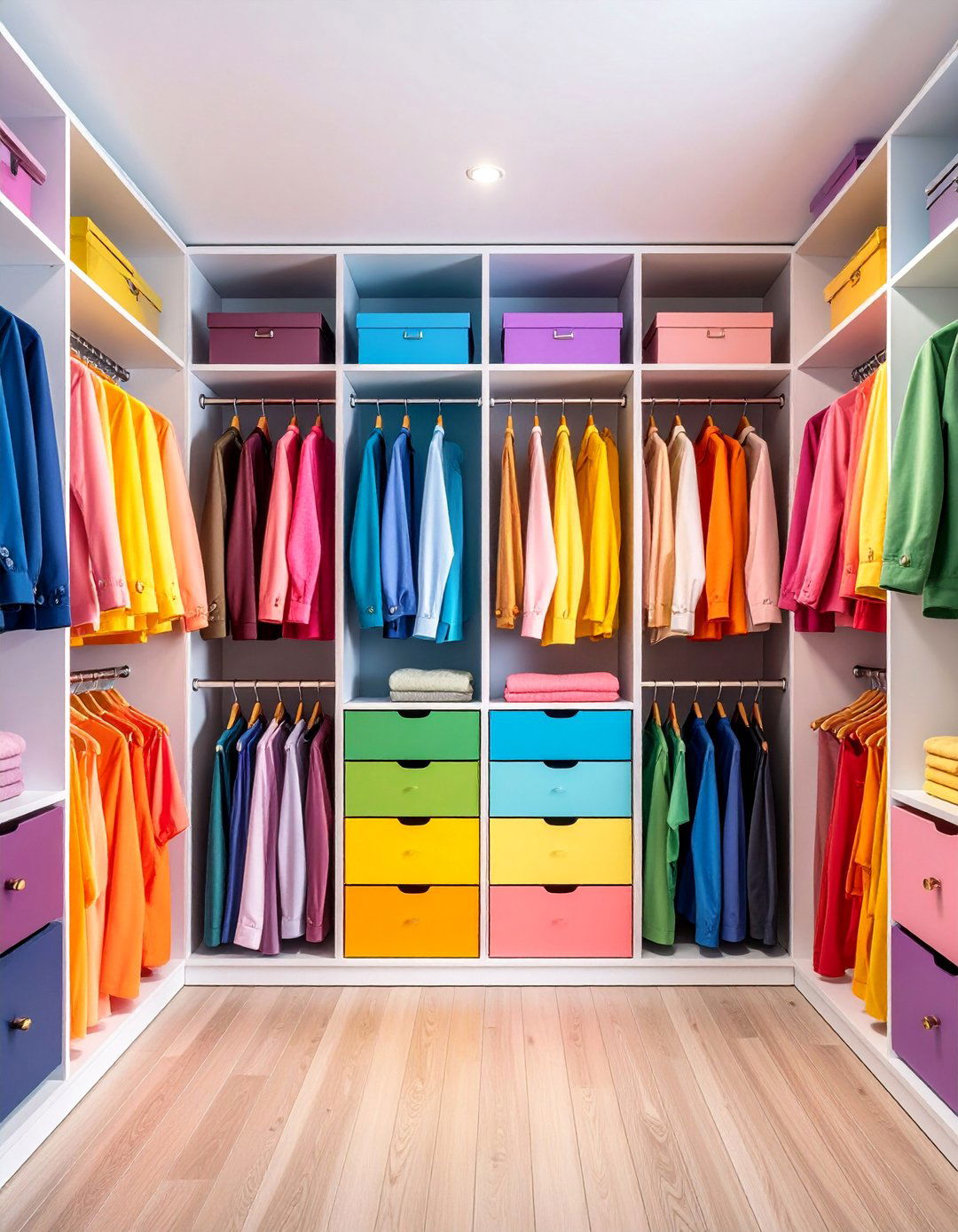 Walk In Closet with Color Coordinated Organization - 25 Walk in Closet Ideas