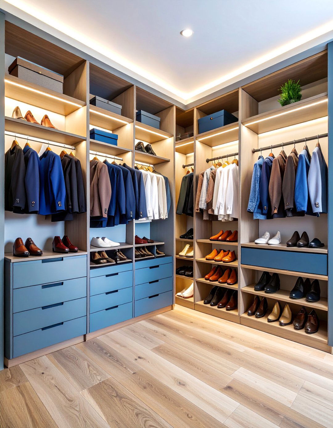 Walk In Closet with Custom Shoe Display Wall - 25 Walk in Closet Ideas