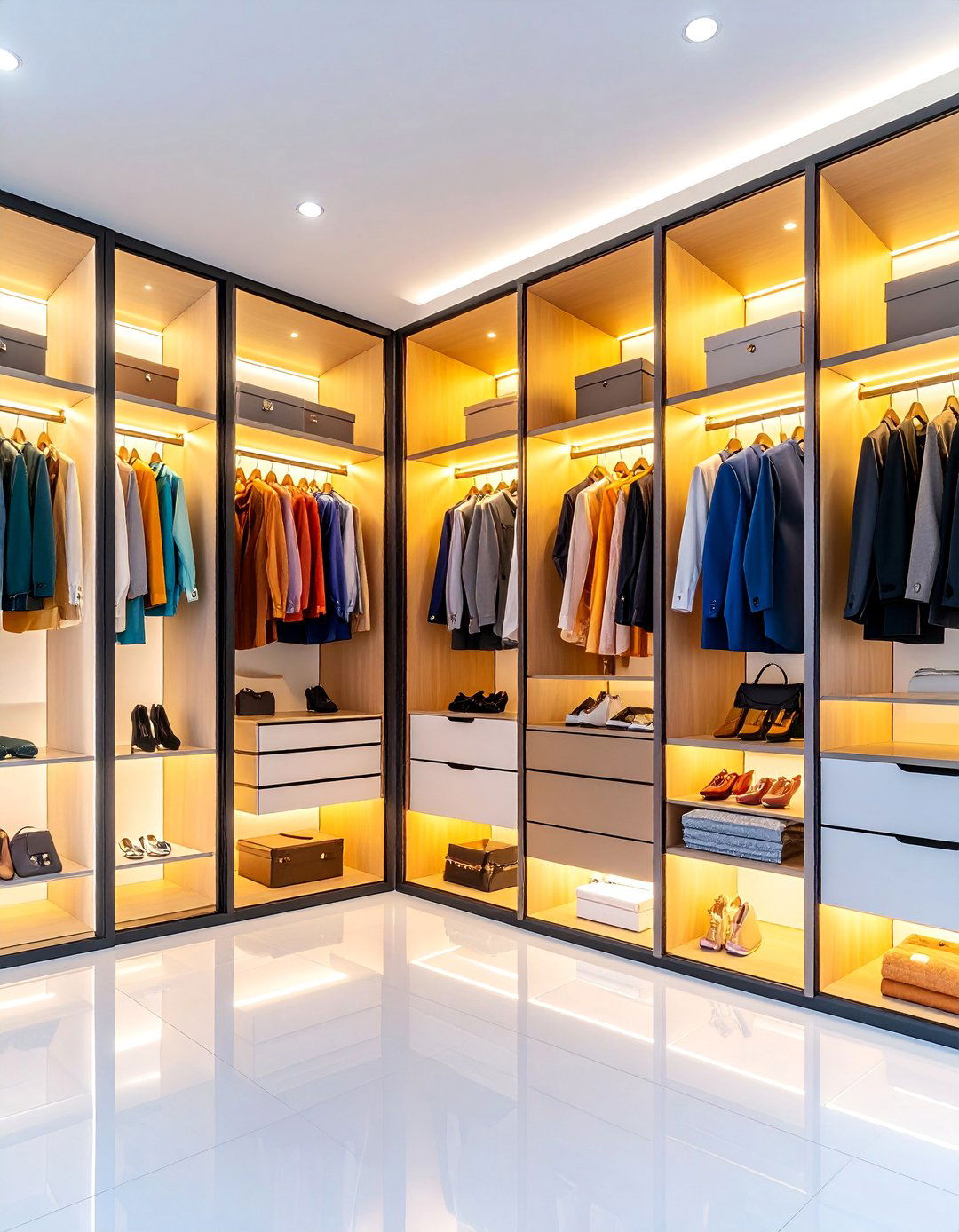 Walk In Closet with Glass Display Cases - 25 Walk in Closet Ideas