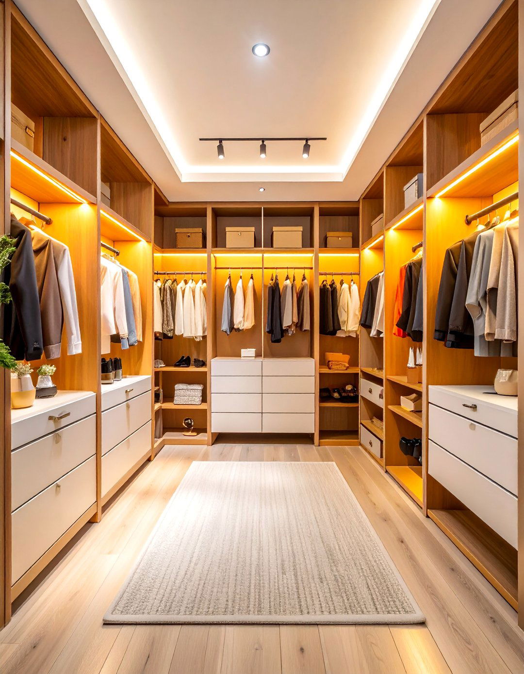 Walk In Closet with Integrated Makeup Vanity - 25 Walk in Closet Ideas