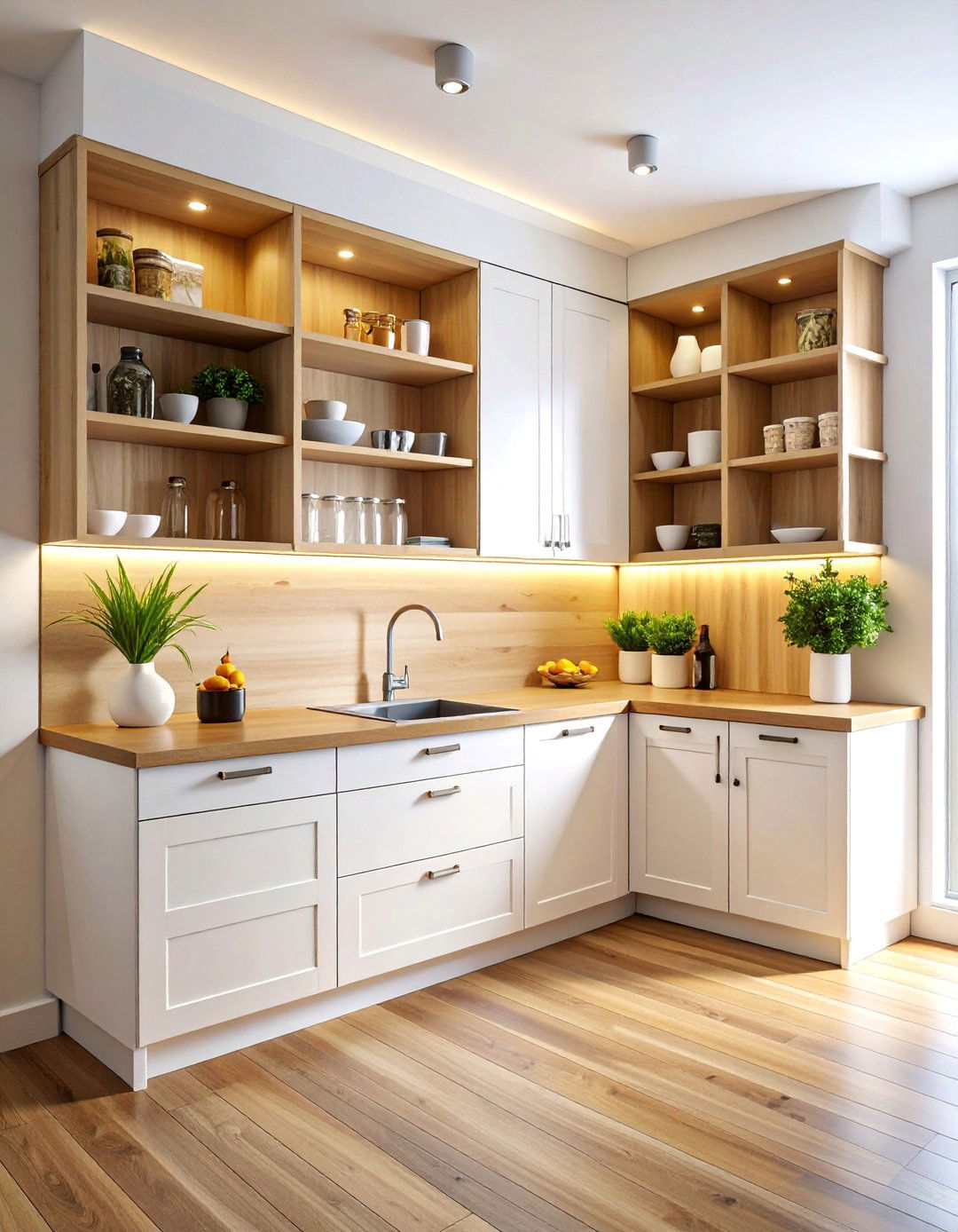 Walk In Corner Pantry with Built In Cabinets - 25 Corner Pantry Ideas