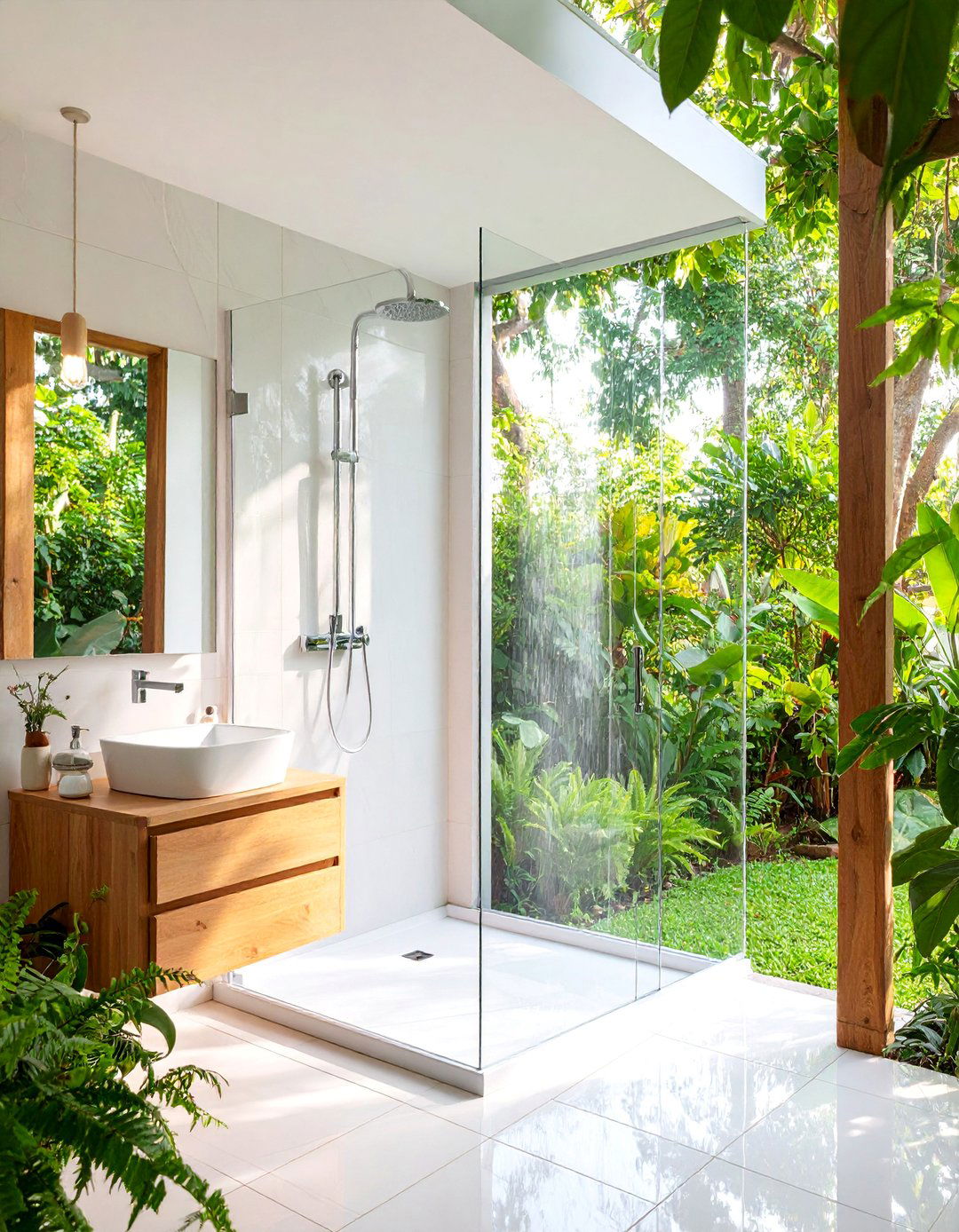 Walk In Shower with Sliding Glass Doors - 25 Small Shower Ideas
