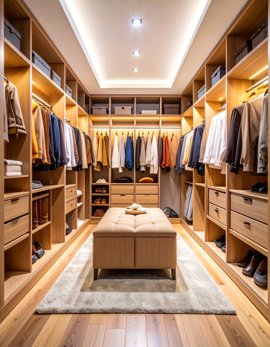 Walk in Wardrobe Box Room with Custom Organization Systems - 25 Box Room Ideas