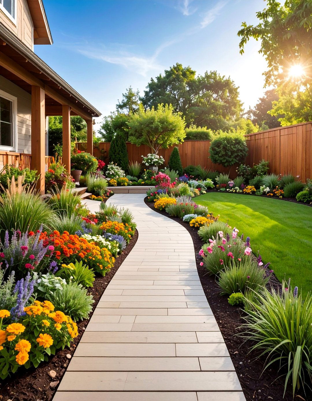 Walkway Border Accent Garden - 25 Front Yard Texas Flower Bed Ideas