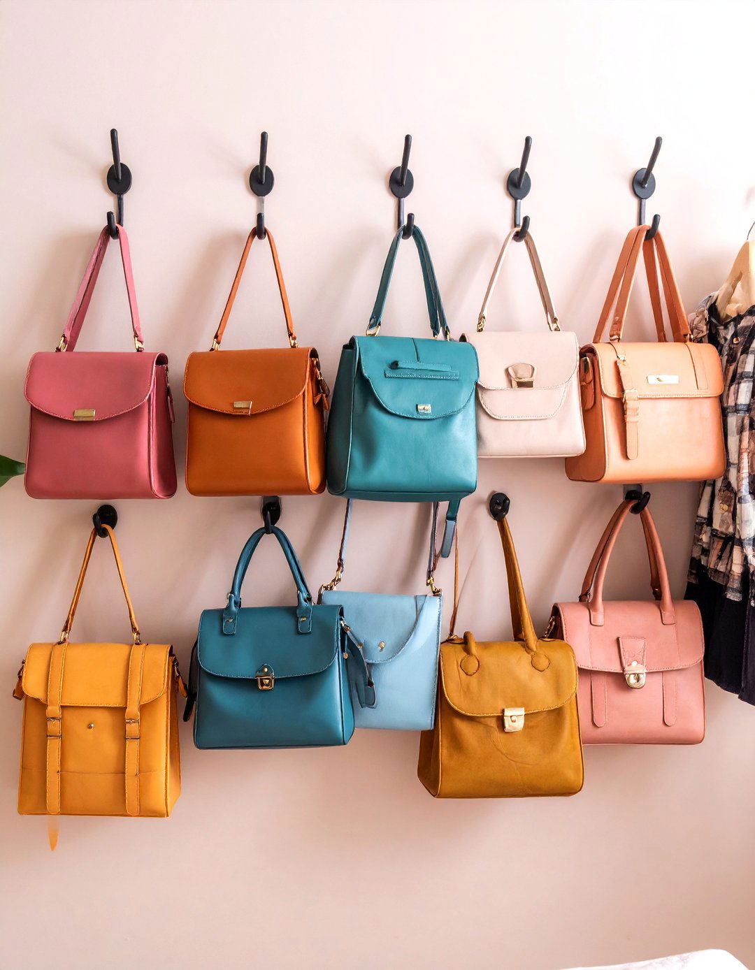 Wall Hook Gallery Display - 25 Purse Storage Ideas