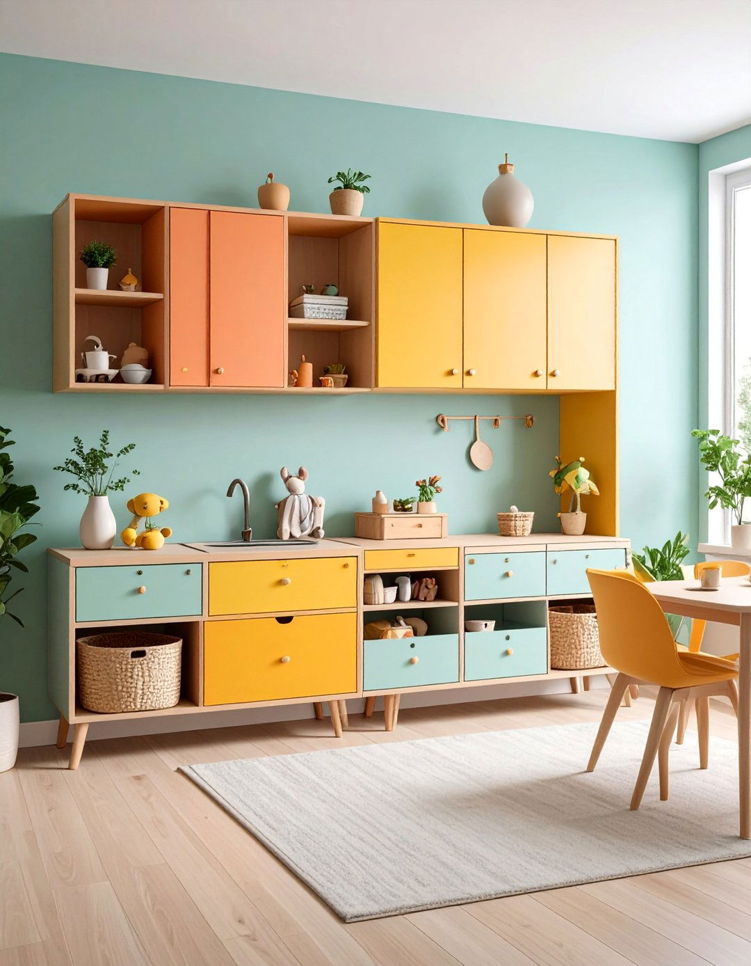 Wall Mounted Cabinet Storage System - 25 Living Room Toy Storage Ideas