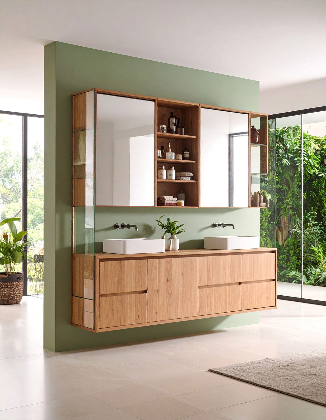 Wall Mounted Cabinet with Display Shelving - 25 Bathroom Furniture Ideas