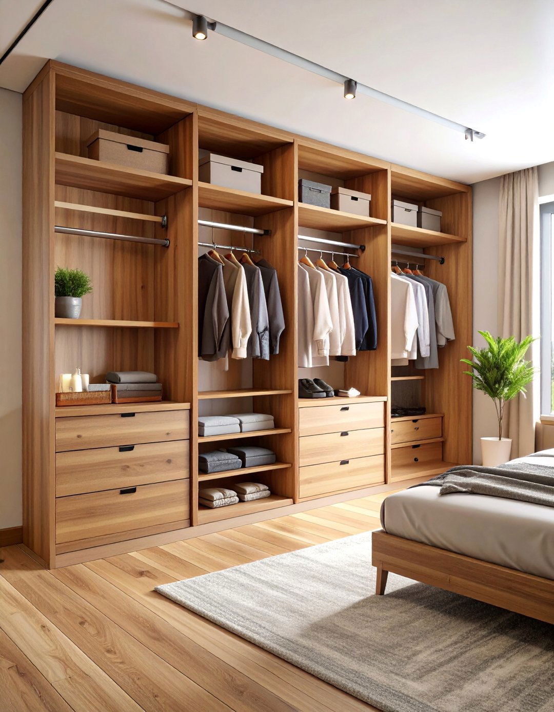 Wall Mounted Closet System with Adjustable Shelving - 25 Clothes Storage Ideas