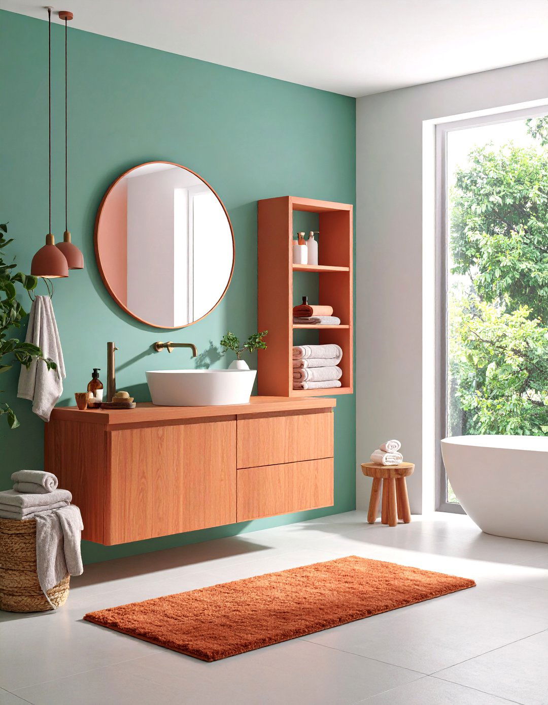 Wall Mounted Console with Open Storage - 25 Small Bathroom Sink Ideas