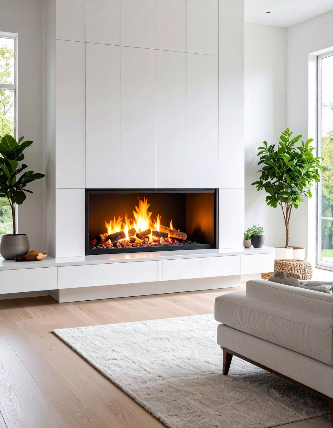 Wall Mounted Electric Fire with Remote Control - 25 Scandinavian Fireplace Ideas