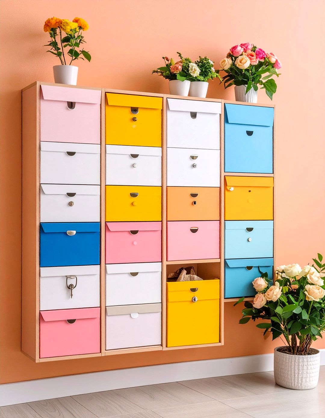 Wall Mounted Entryway Organizer with Mail Slots - 25 Entryway Storage Ideas