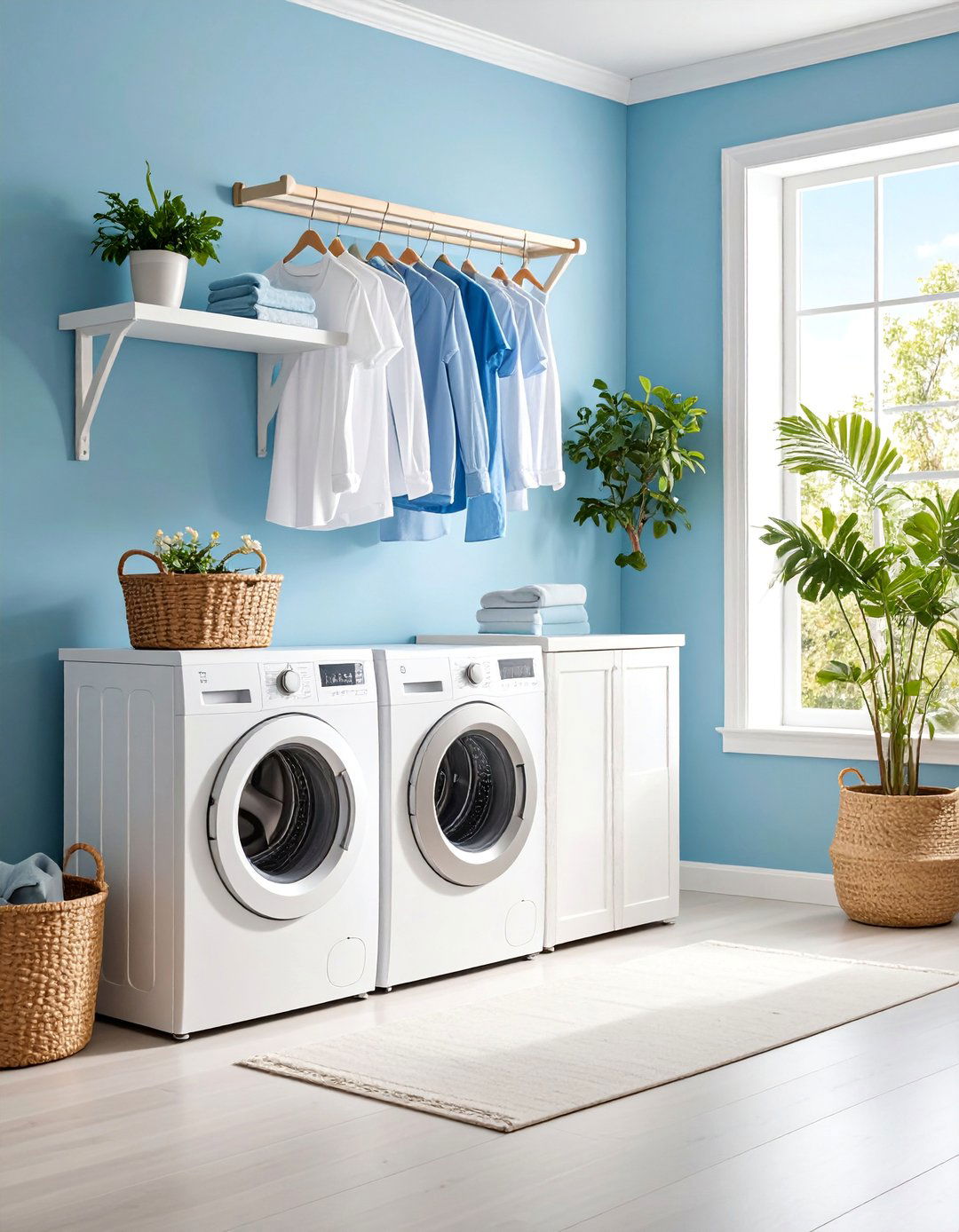 Wall Mounted Flip Down Drying Rack with White Wood Construction - 25 Laundry Room Drying Rack Ideas
