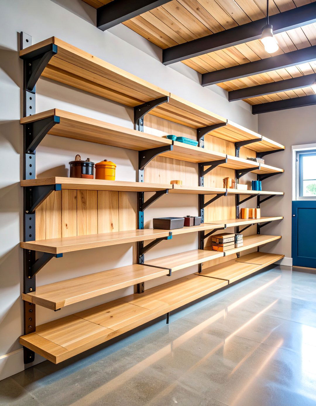 Wall Mounted Floating Garage Shelves - 25 Garage Shelving Ideas