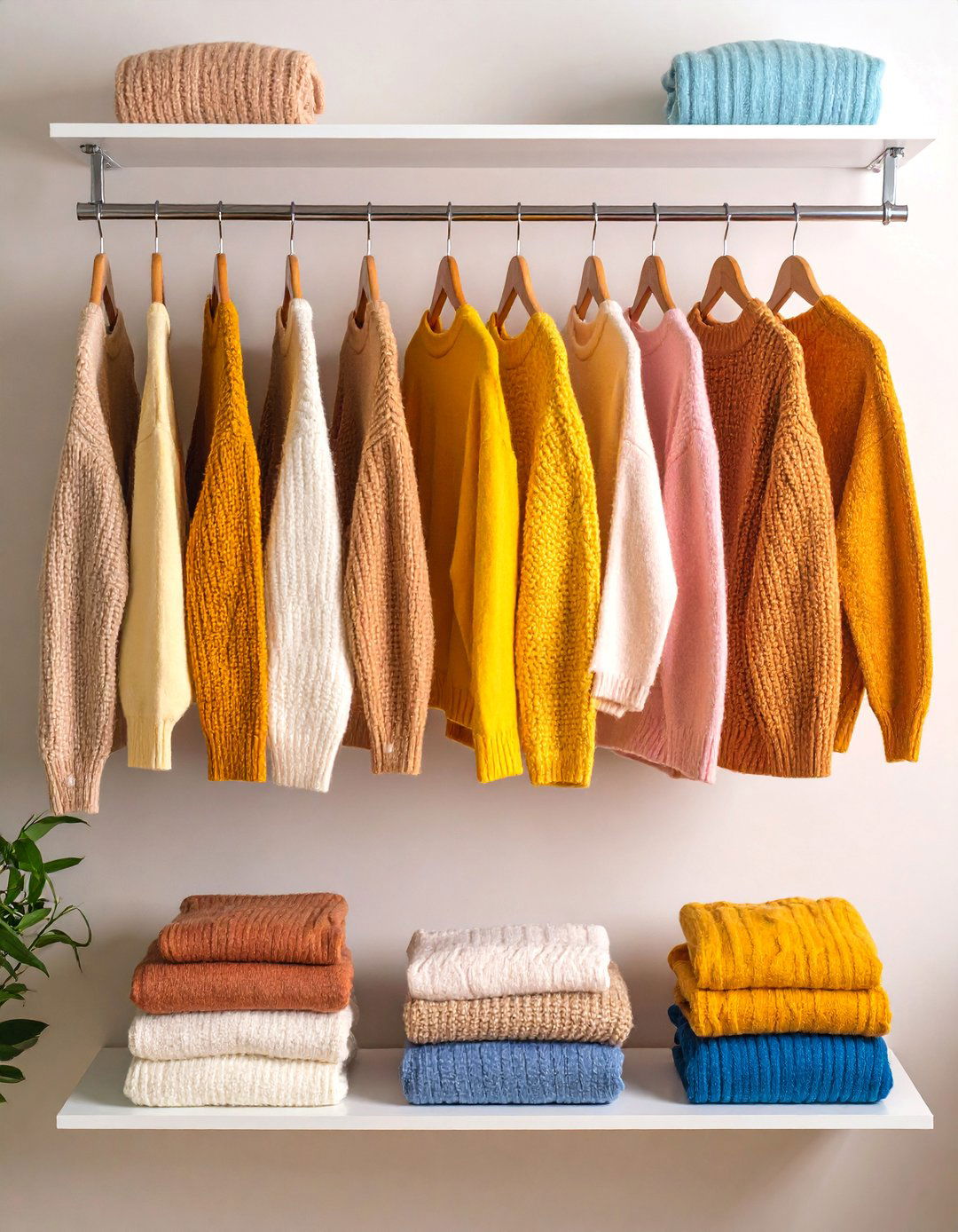 Wall Mounted Floating Shelves for Boutique Display - 25 sweater storage ideas