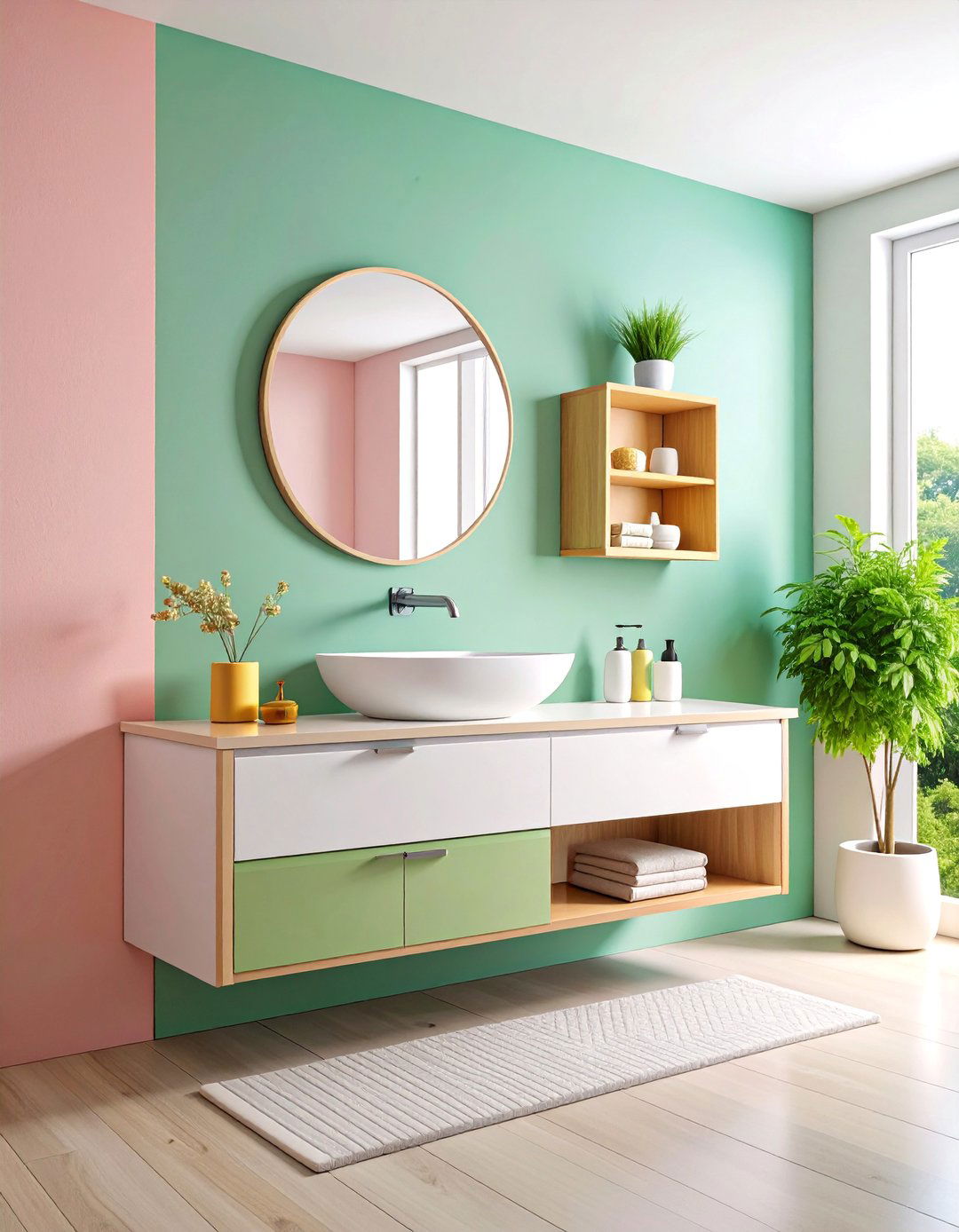 Wall Mounted Floating Sink with Integrated Storage - 25 Small Bathroom Sink Ideas