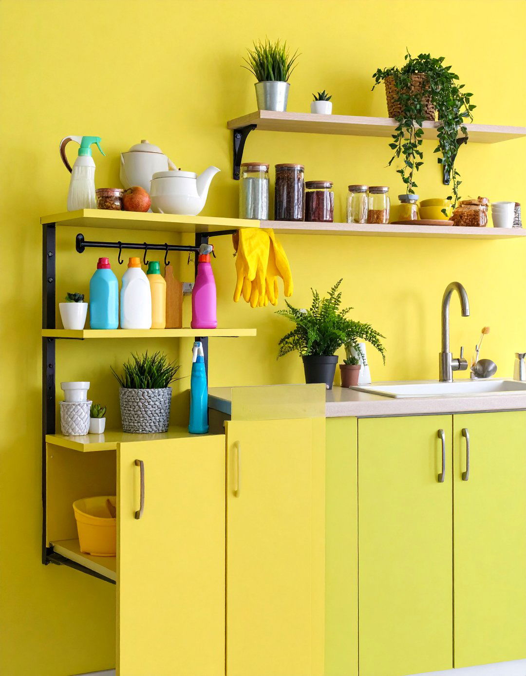 Wall Mounted Fold Down Shelf - 25 Kitchen Sink Organization Ideas