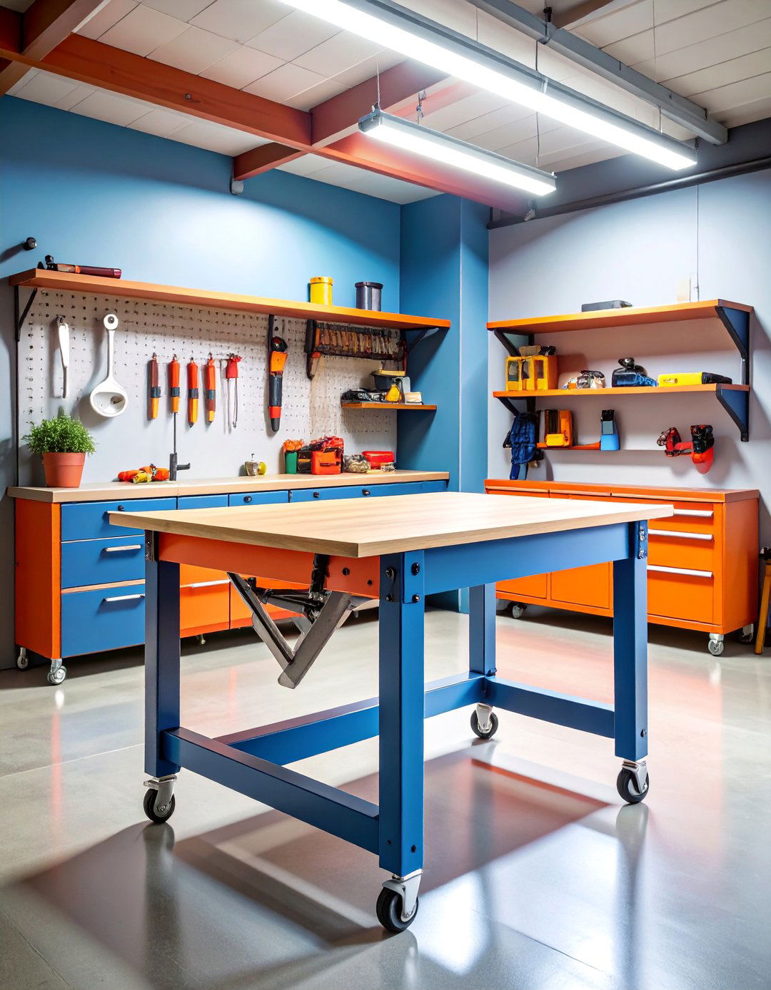 Wall Mounted Folding Space Saver Workbench - 25 Garage Workbench Ideas