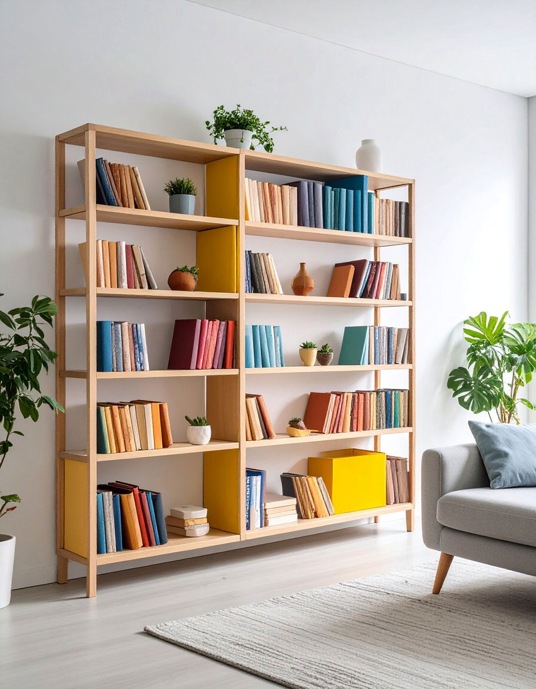 Wall Mounted Invisible Floating Bookshelves - 25 Living Room Bookshelf Ideas