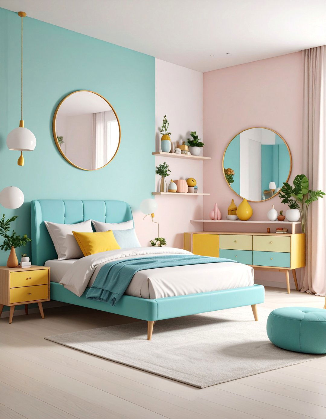 Wall Mounted Nightstand Guest Bedroom with Space Saving Features - 25 Small Guest Bedroom Ideas