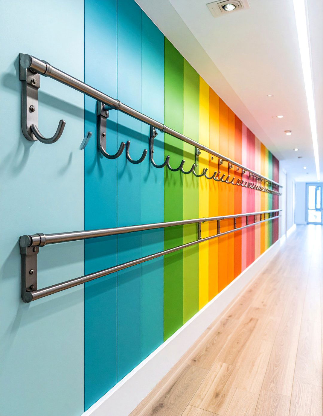 Wall Mounted Rail Hallway Storage with Linear Design - 25 Hallway Storage Ideas