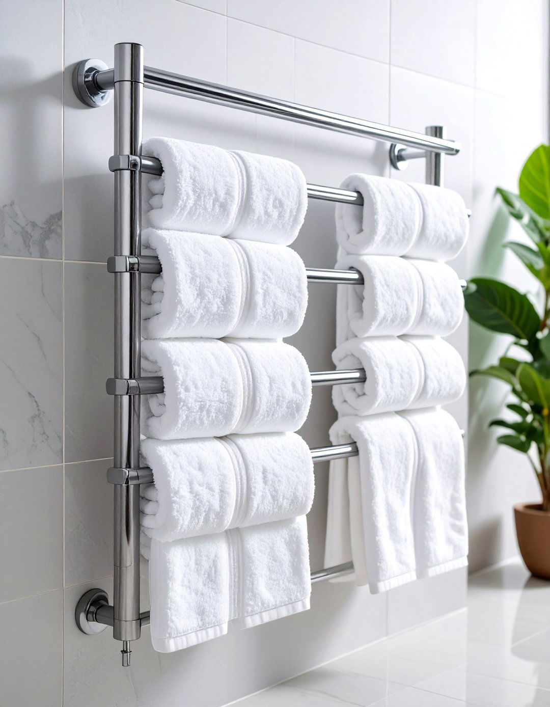 Wall Mounted Towel Warming Rack - 25 Small Bathroom Storage Ideas
