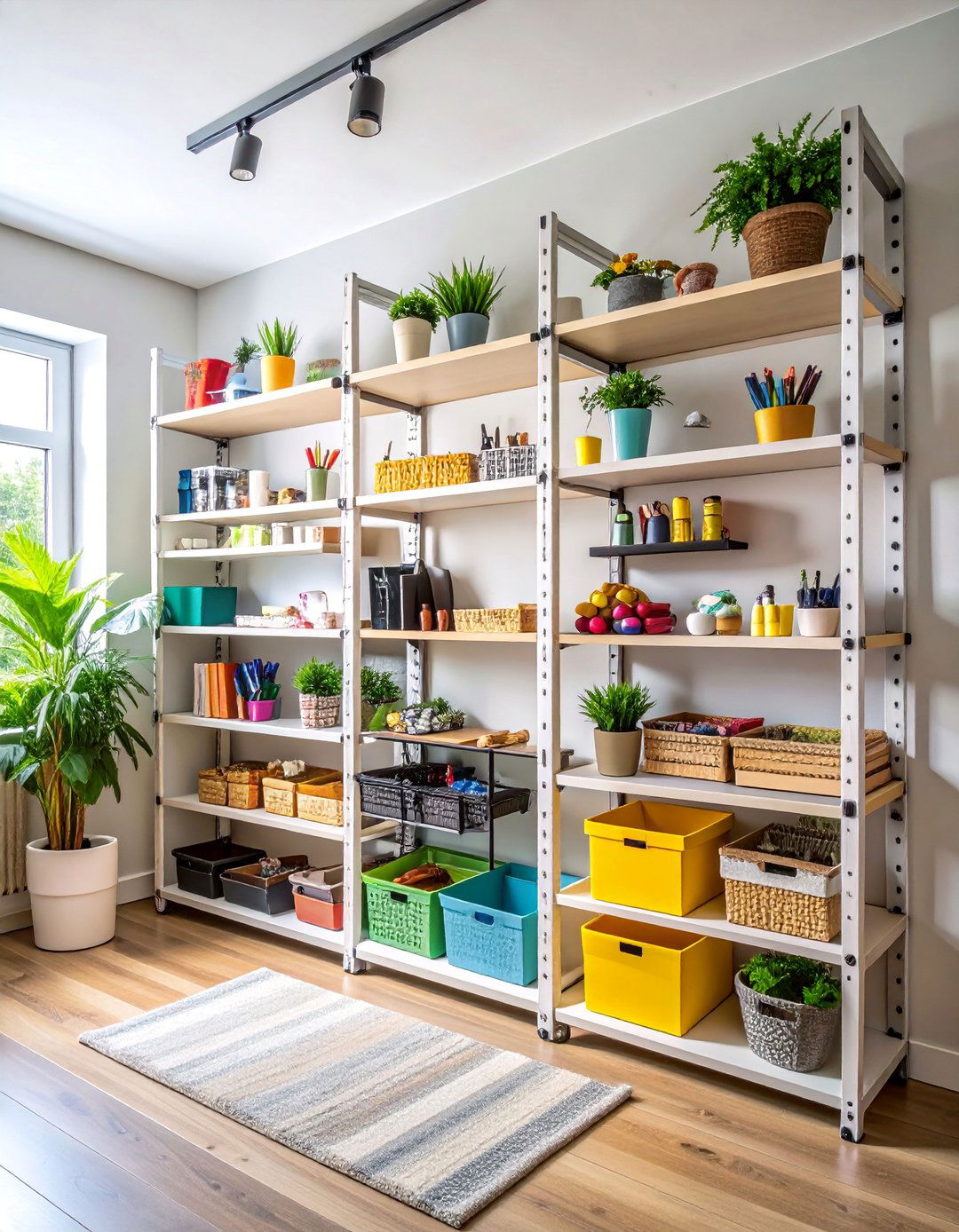 Wall Mounted Track Organization System - 25 Craft Room Organization Ideas