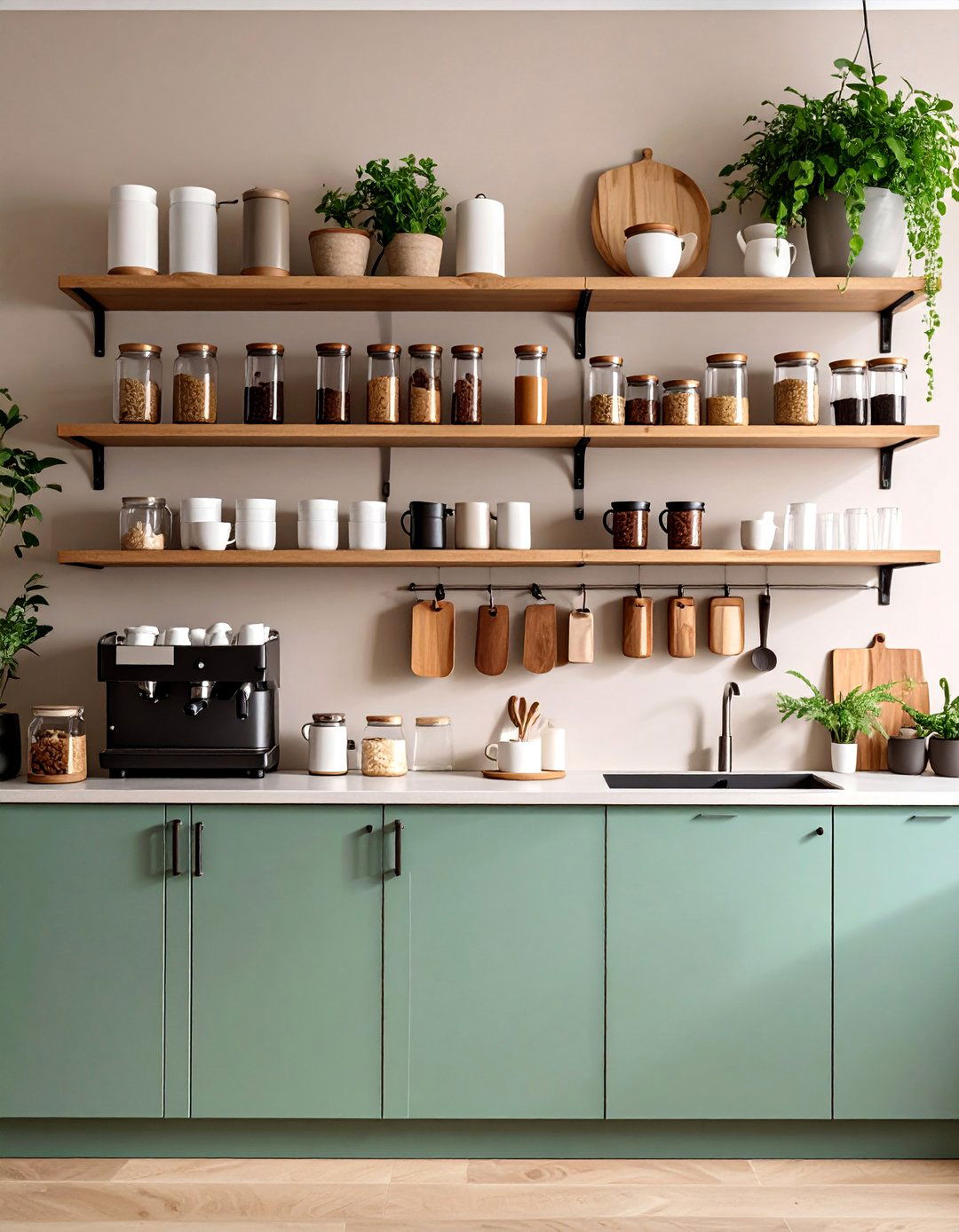 Wall mounted Coffee Display with Hook Organization - 25 Coffee Station Ideas