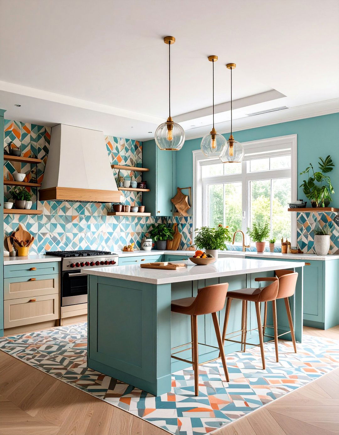 Wallpaper Accent Soffit Design - 25 Kitchen Soffit Ideas