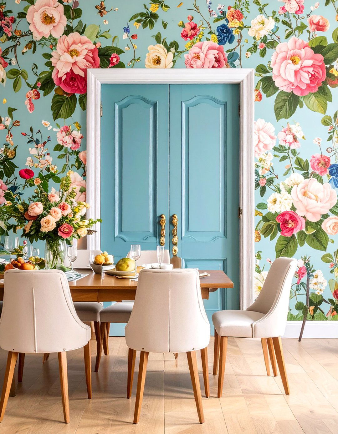 Wallpaper Camouflaged Door with Pattern Matching - 25 Hidden Door Ideas