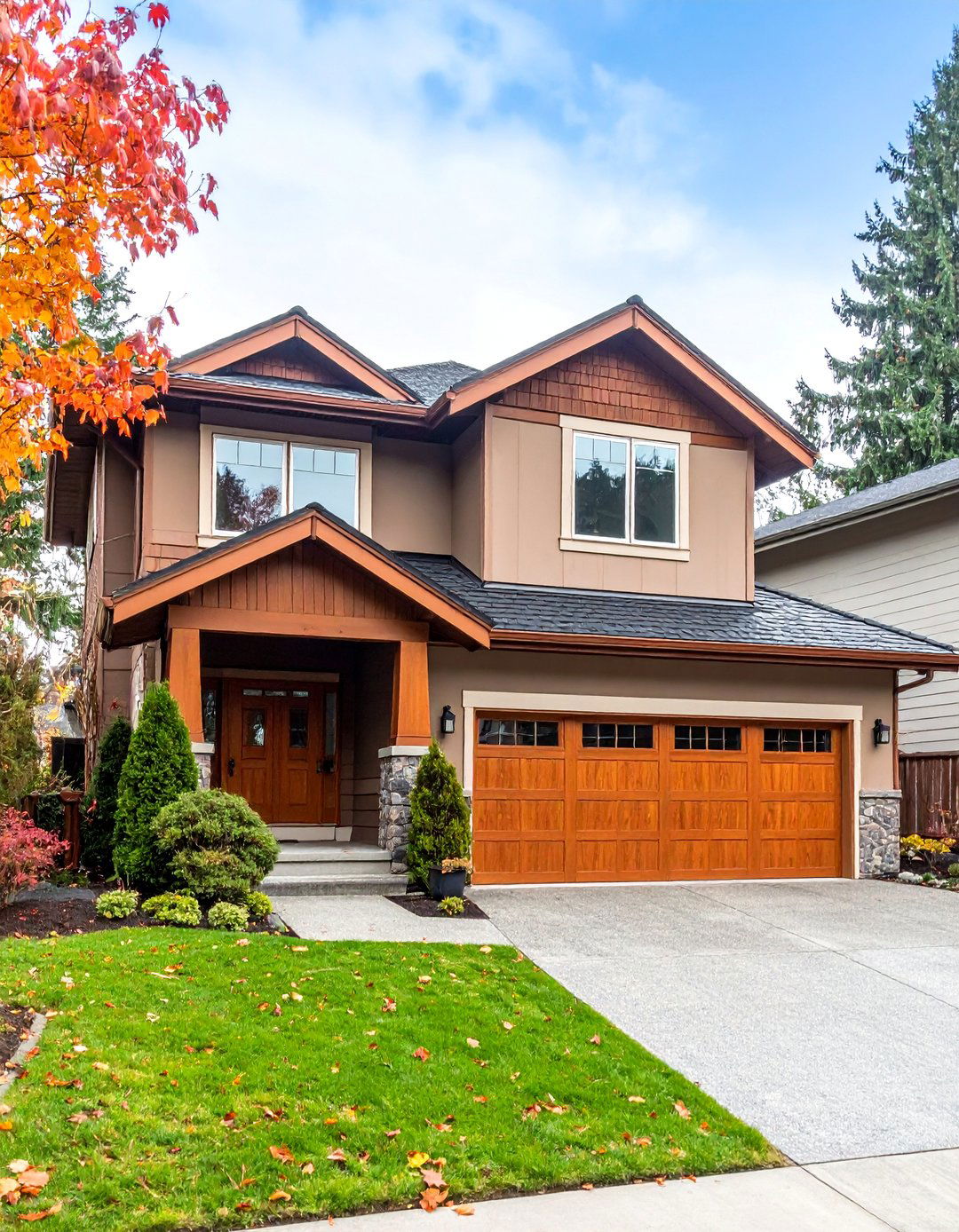 Walnut Brown with Warm Copper Fixtures - 25 Dark Brown House Exterior Ideas