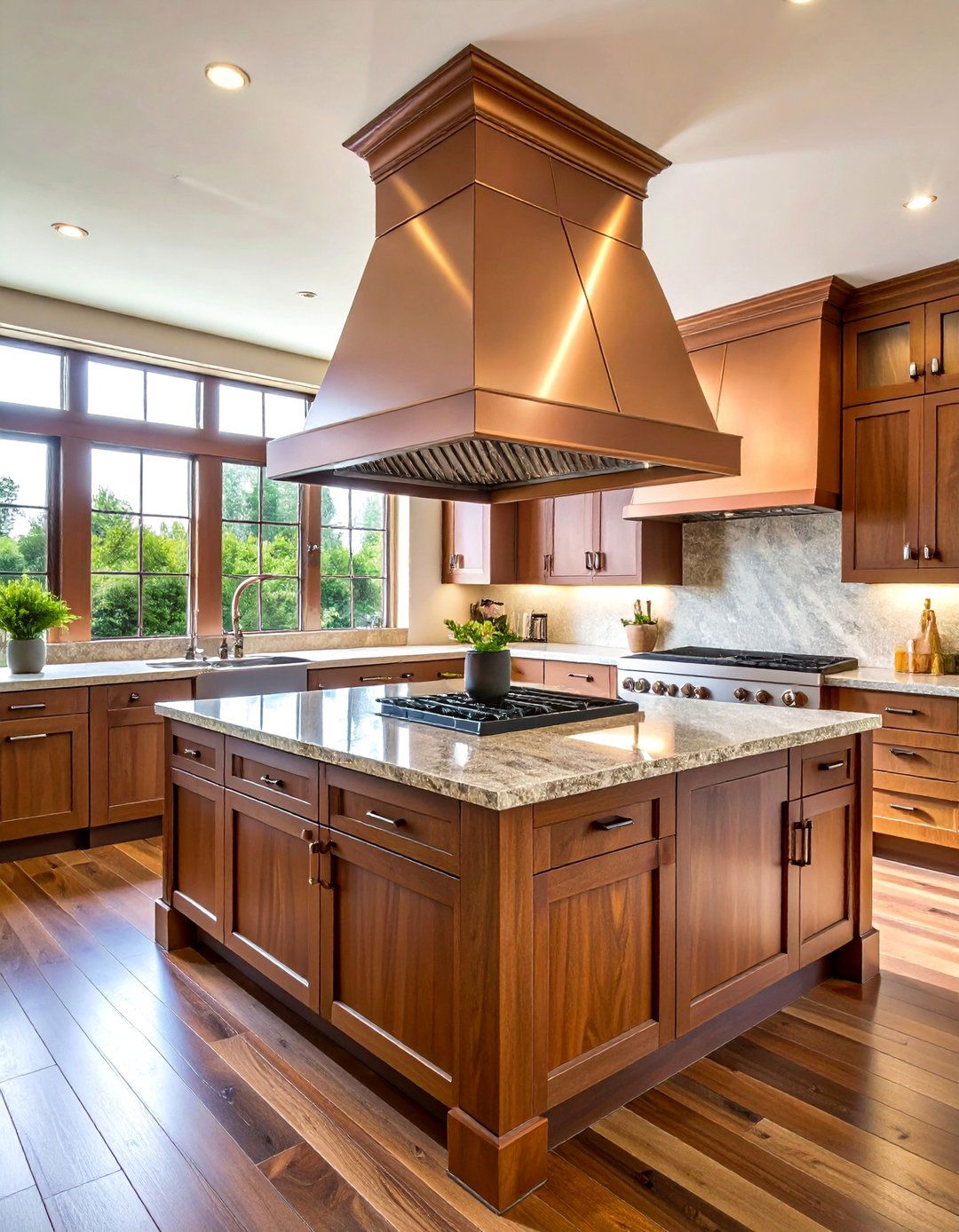 Walnut Kitchen with Copper Range Hood Integration - 25 Craftsman Kitchen Ideas