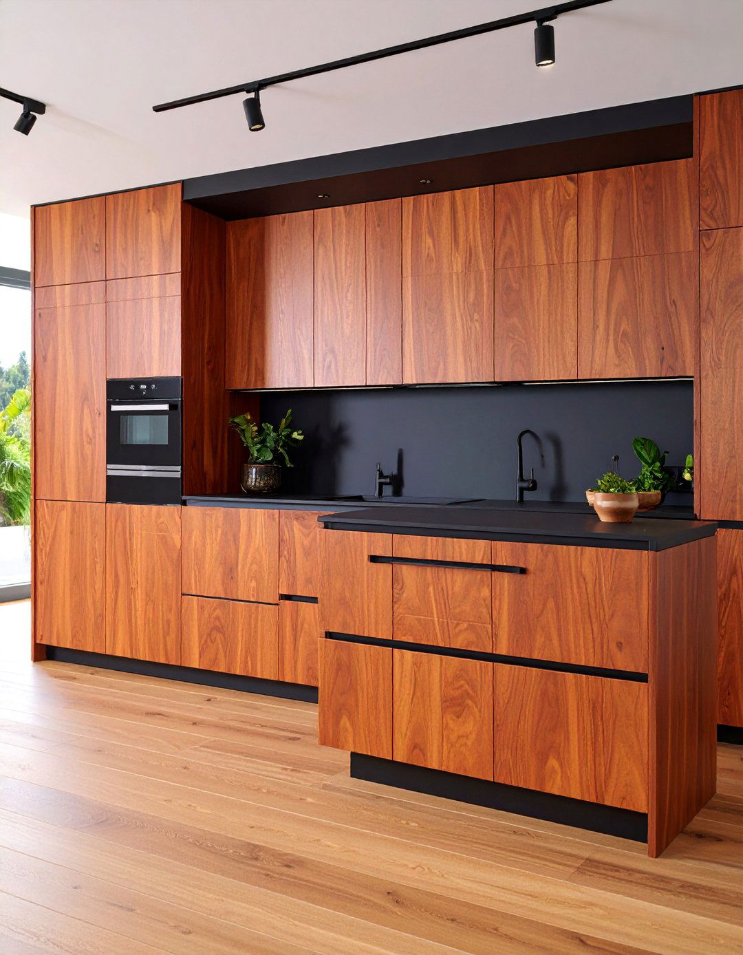 Walnut Wood for Contemporary Warmth - 25 What Color Cabinets Go With Black Appliances
