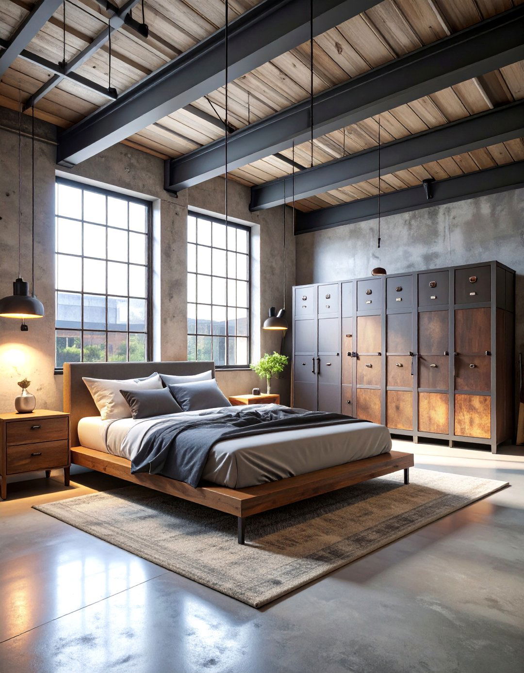 Warehouse Loft Industrial Bedroom - 25 Industrial Bedroom Ideas